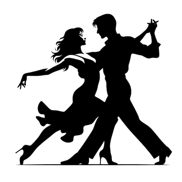 Vector silhouette of a couple dancing