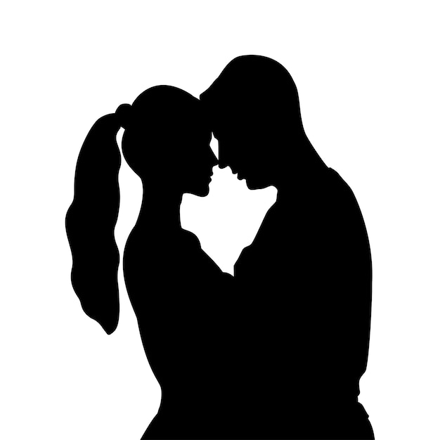 Silhouette of a couple in love man and woman