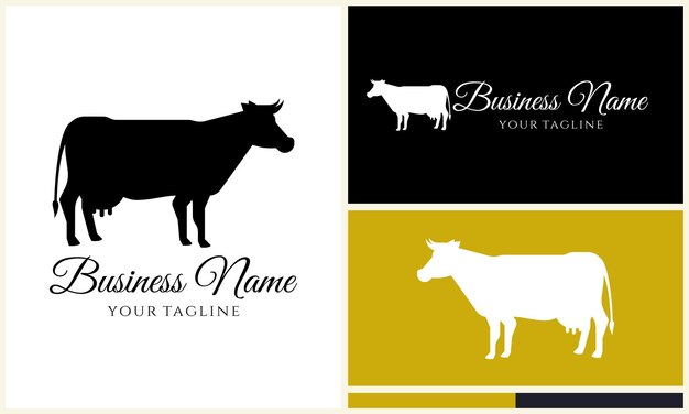 silhouette cow buffalo logo template