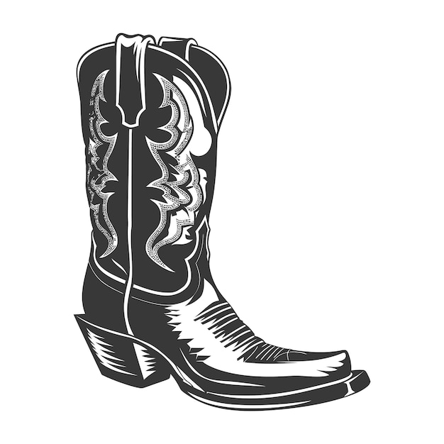 Vector silhouette cowboy boot black color only