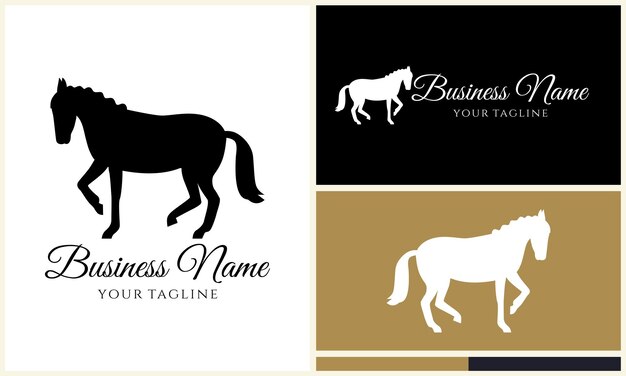 Vector silhouette cowboy horseman logo template