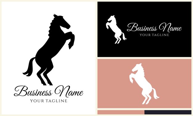 Vector silhouette cowboy horseman logo template