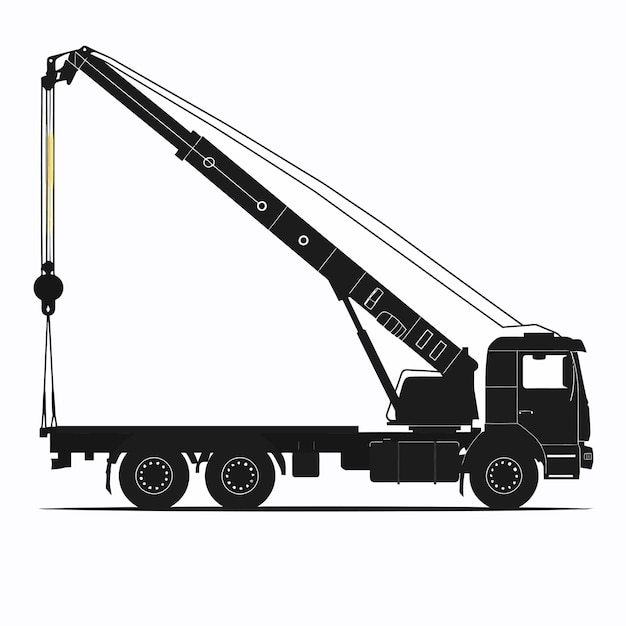 Vettore silhouette_crane_truck_illustrazione_su_bianco