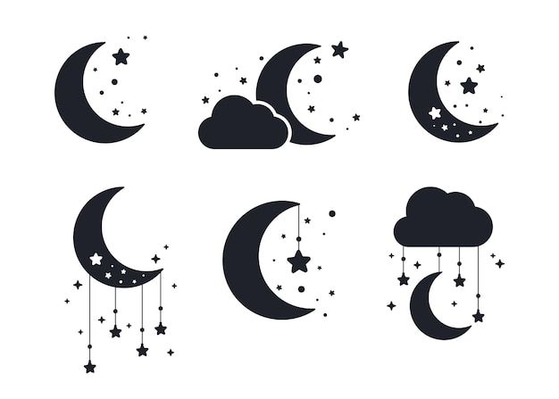 Crescent Moon and Stars Vector Clipart EPS PNG file