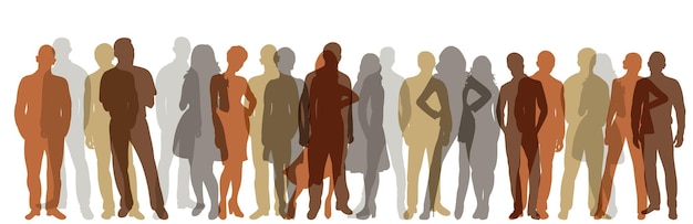 Vector silhouette crowd of people, isolated, vector