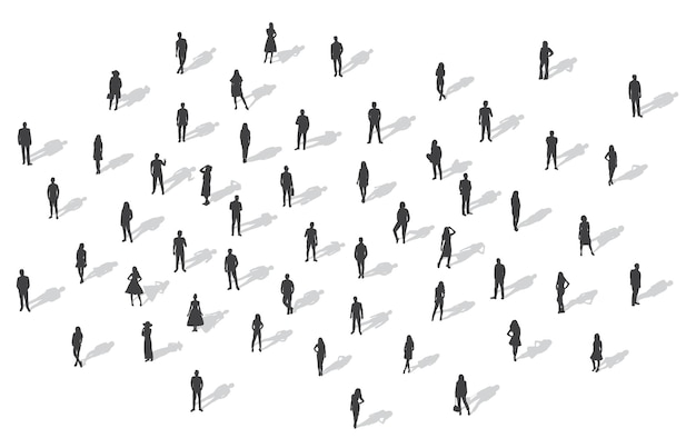 Vector silhouette of a crowd of people on a white background vector sketch