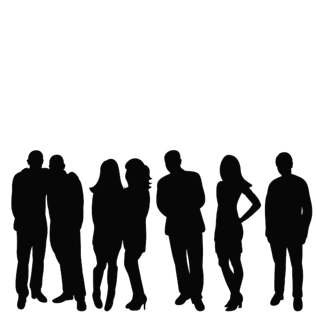 Vector silhouette of a crowd of people