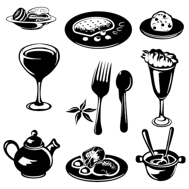 Vector silhouette culinary food black color only full body