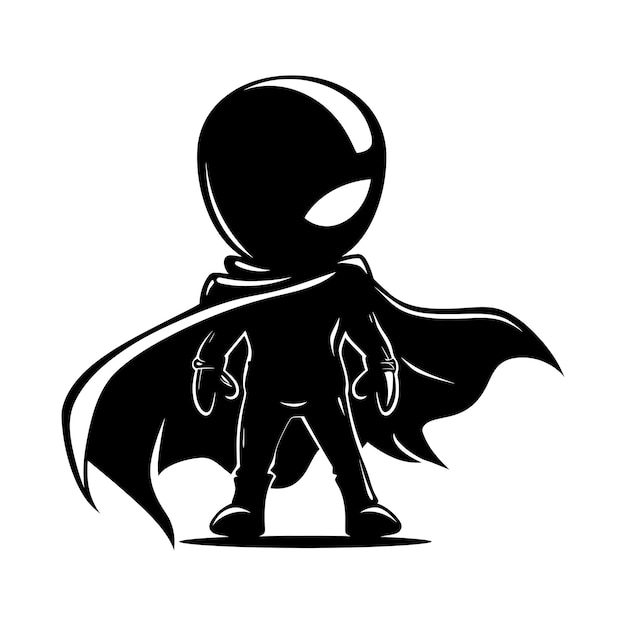 Vector silhouette cute hero black color only full body