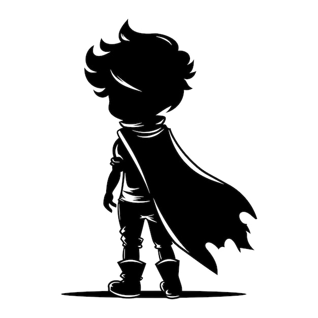 Vector silhouette cute hero black color only full body