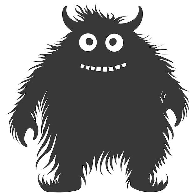 Vector silhouette cute monster black color only full body