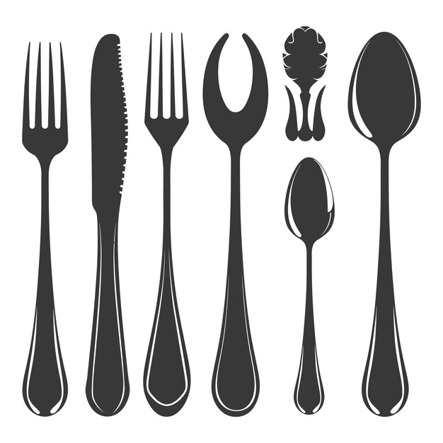 Silhouette cutlery collectie Set alleen zwarte kleur