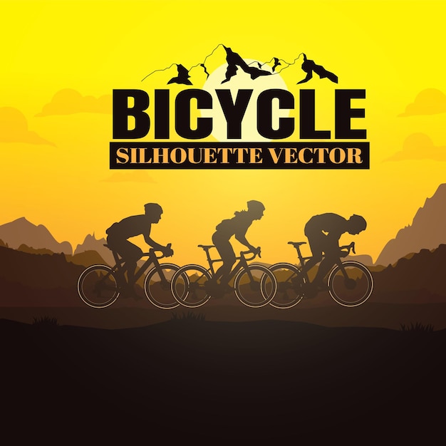 Silhouette of the cycling a bicycle Vector illustration.