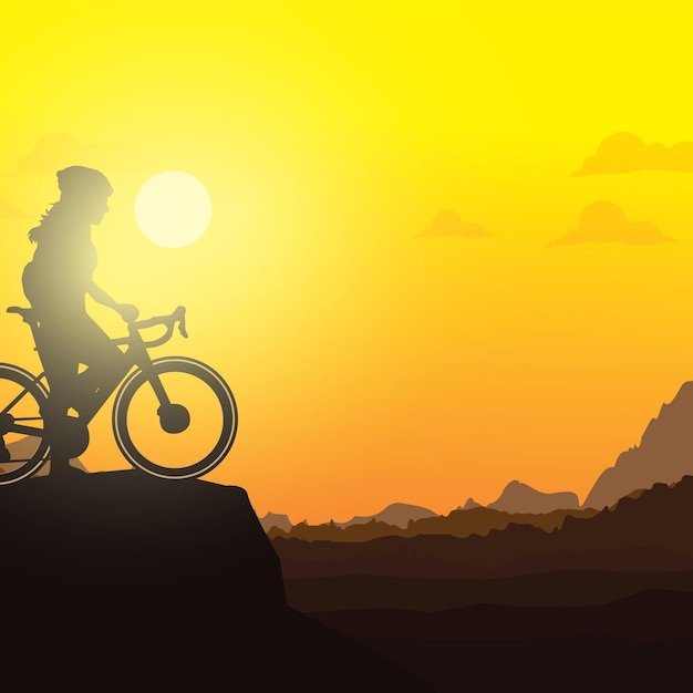 Silhouette of the cycling a bicycle vector illustration.