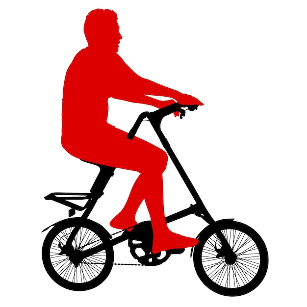 Silhouette di un ciclista maschio su sfondo bianco