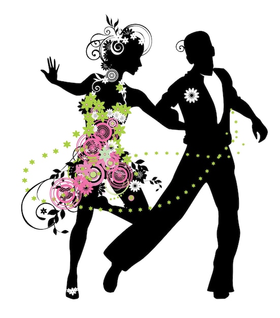 Vettore silhouette di una coppia che balla