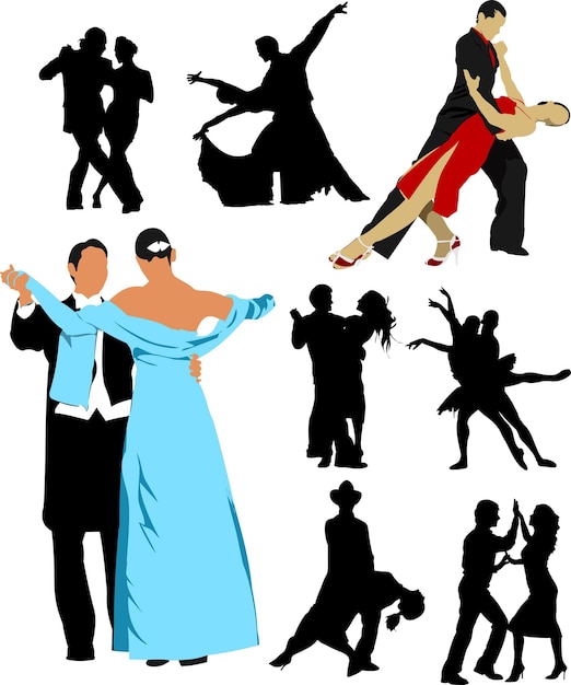 Silhouette dancing people for design Vector illustration