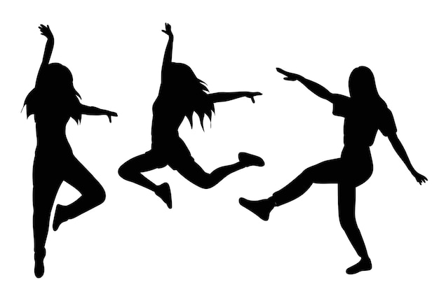 Silhouette of a dancing woman on a white background