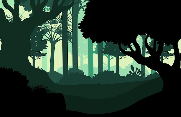 Silhouette dark forest landscape background