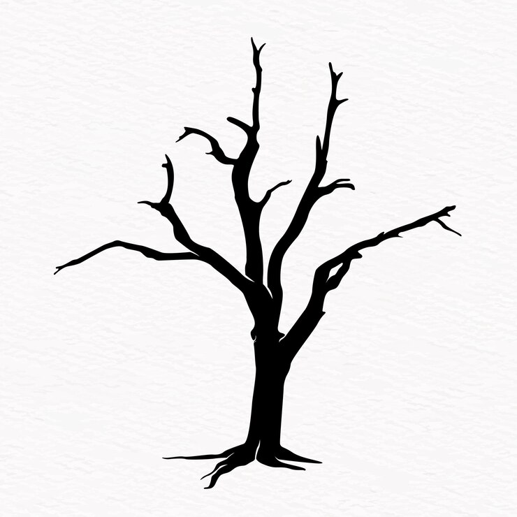 Vector silhouette of dead tree of desert