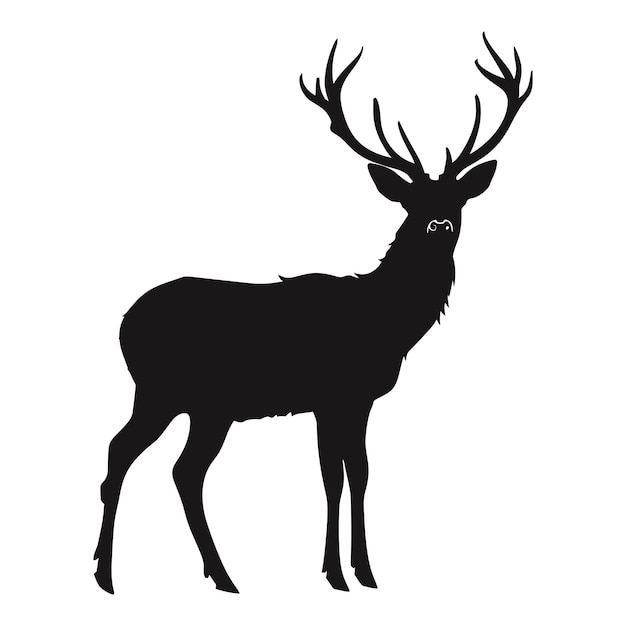 Vector silhouette deer full body black color only