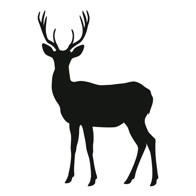 Vector silhouette deer full body black color only