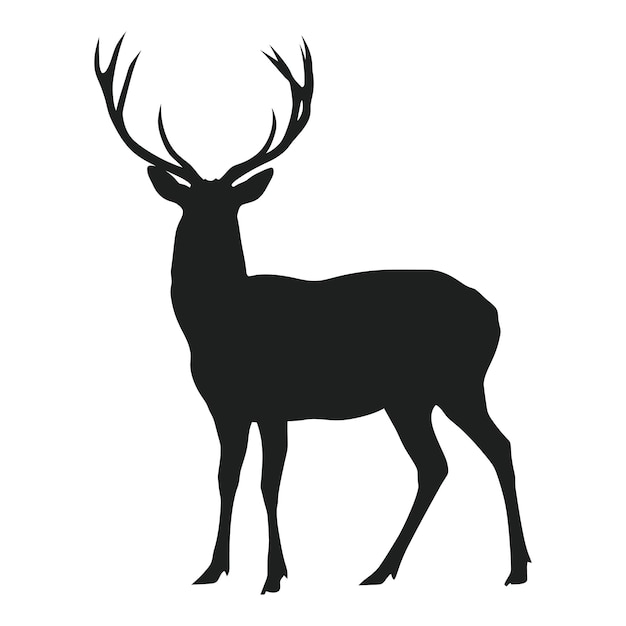 Vector silhouette deer full body black color only