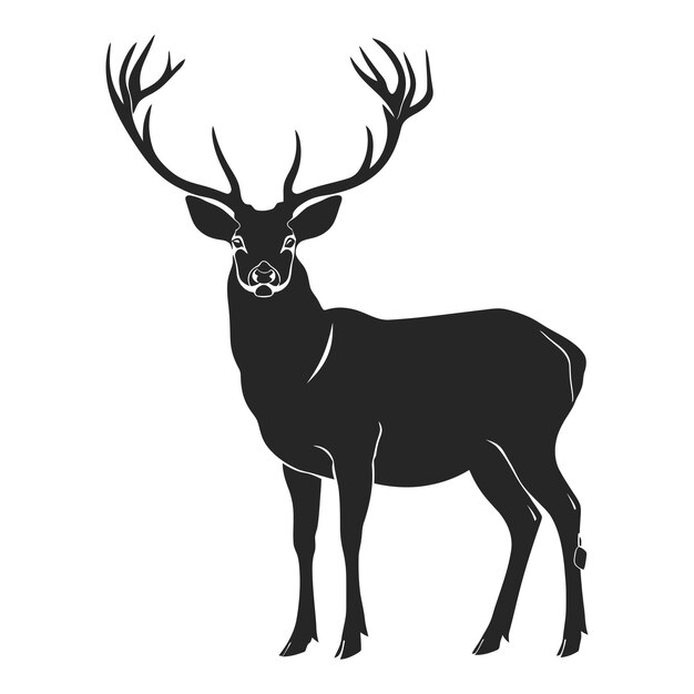 Vector silhouette deer full body black color only