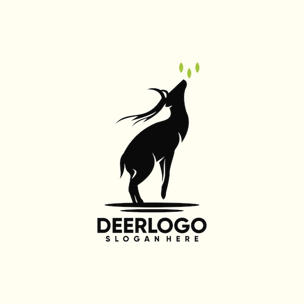 Silhouette deer logo design vector