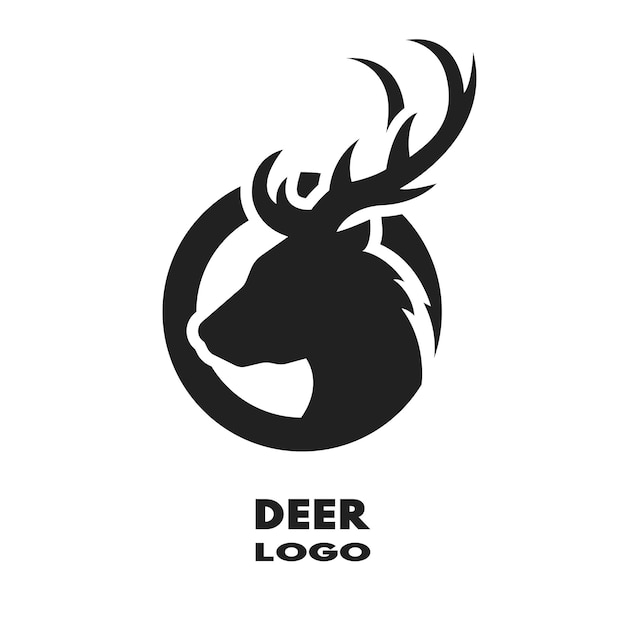 Silhouette of the deer monochrome logo Vector illustration