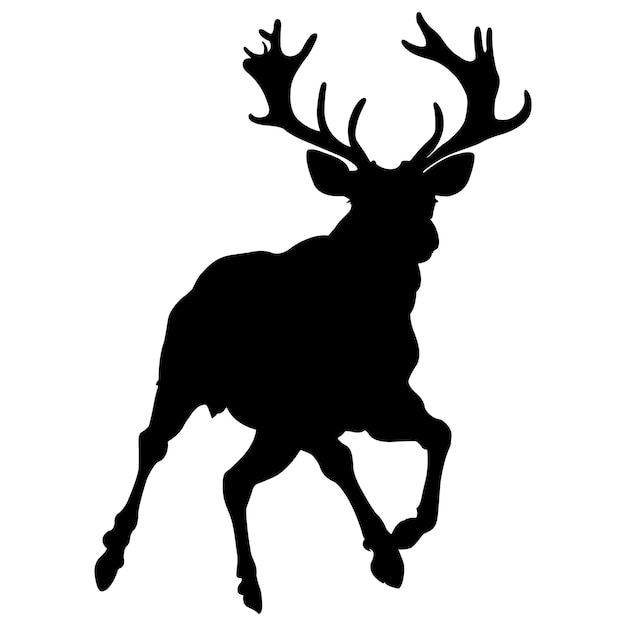 Vector silhouette of deer on white