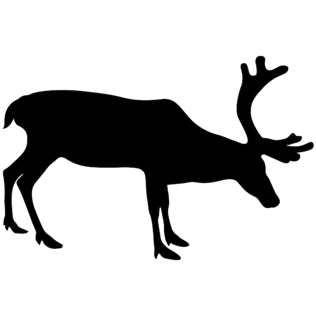 Silhouette deer with great antler on white background Vector illustration