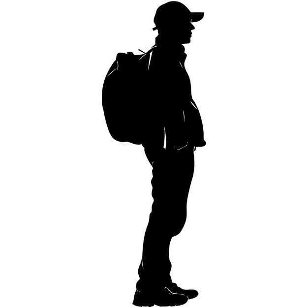 Silhouette delivery man black color only full body