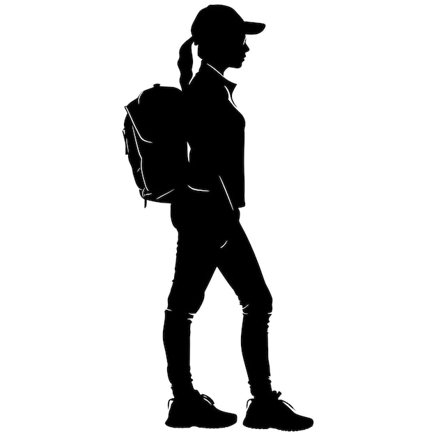 Vector silhouette delivery woman black color only full body