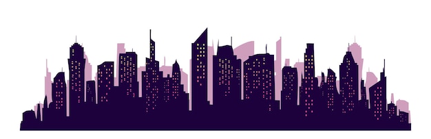 Silhouette di una città densamente edificata