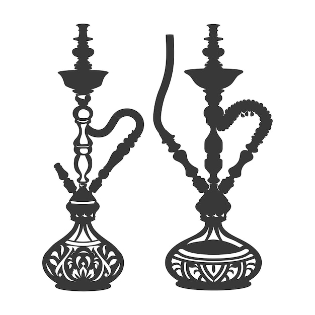 Vettore silhouette desarj hookahs turchi shisha tradizionale solo colore nero