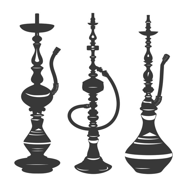 Vettore silhouette desarj hookahs turchi shisha tradizionale solo colore nero