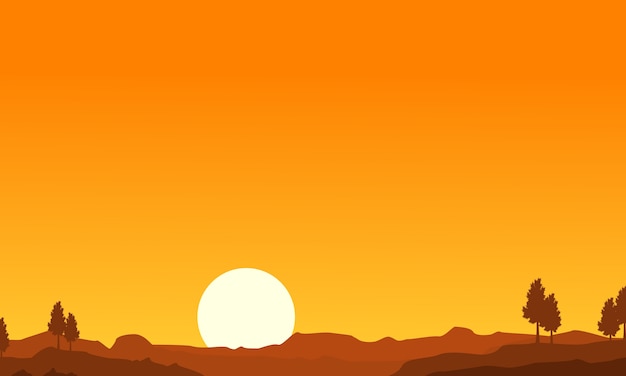 Vector silhouette of desert and tree landscape