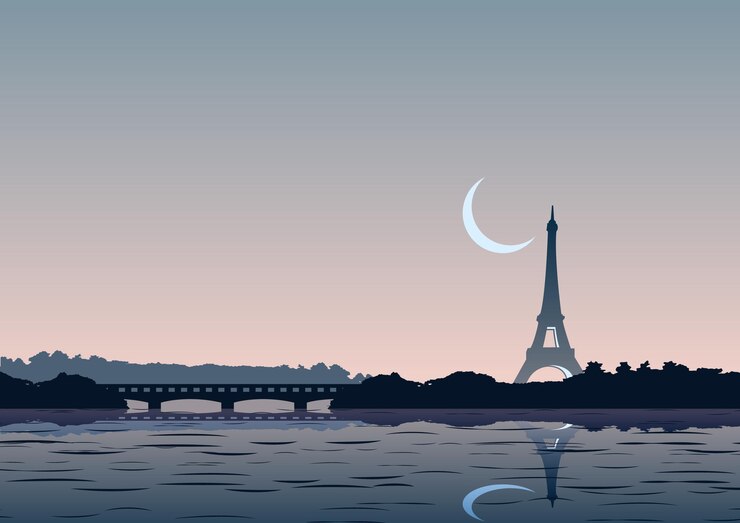 Vector silhouette design of background of eiffel towervector illustration