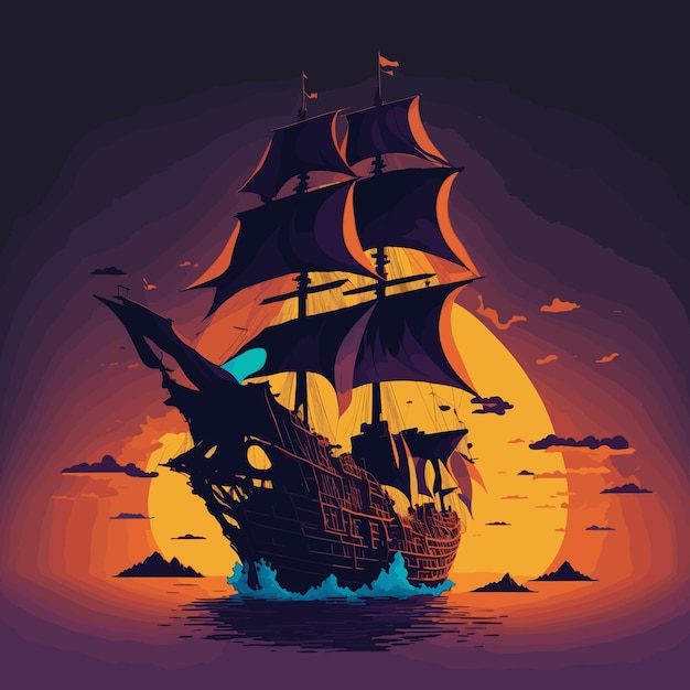 Vector a silhouette design of a pirate ship