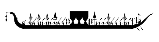 Силуэт дизайн королевской тайской лодкивекторной иллюстрации