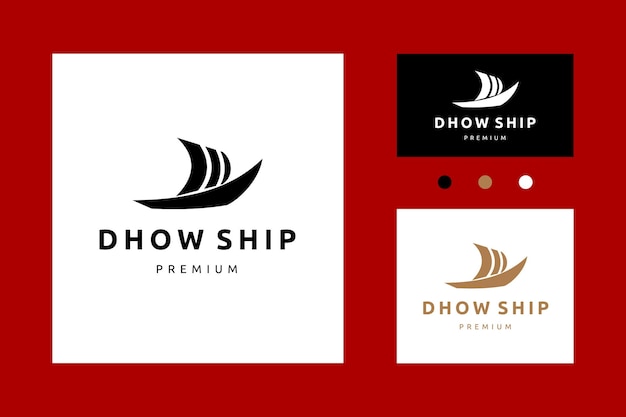 Silhouette of Dhow Ship Icon Logo Vector Design Traditional Sailboat from Asia and Africa