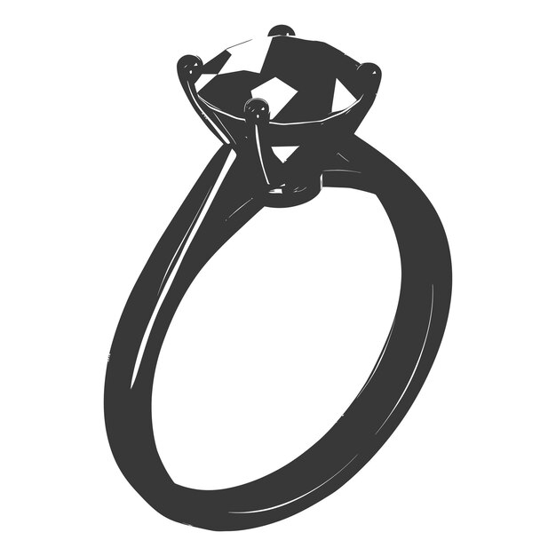 Vector silhouette diamond ring black color only full