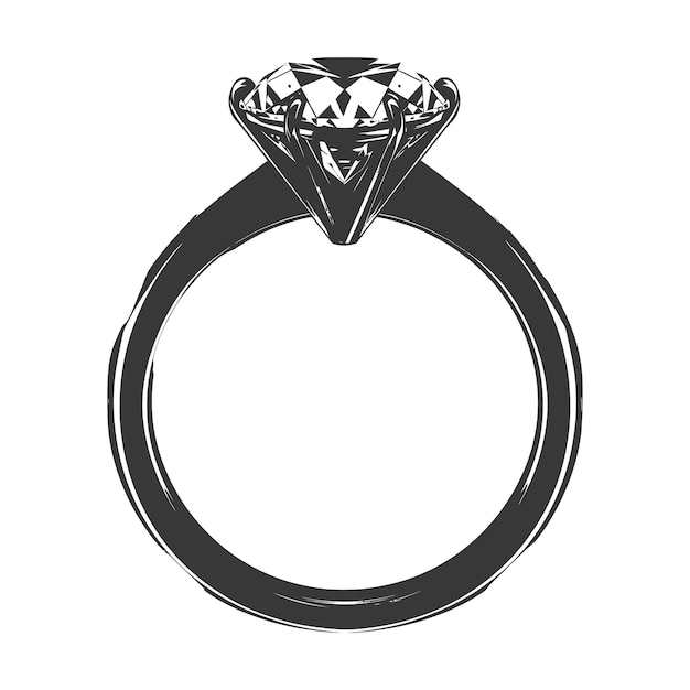 Vector silhouette diamond ring black color only full