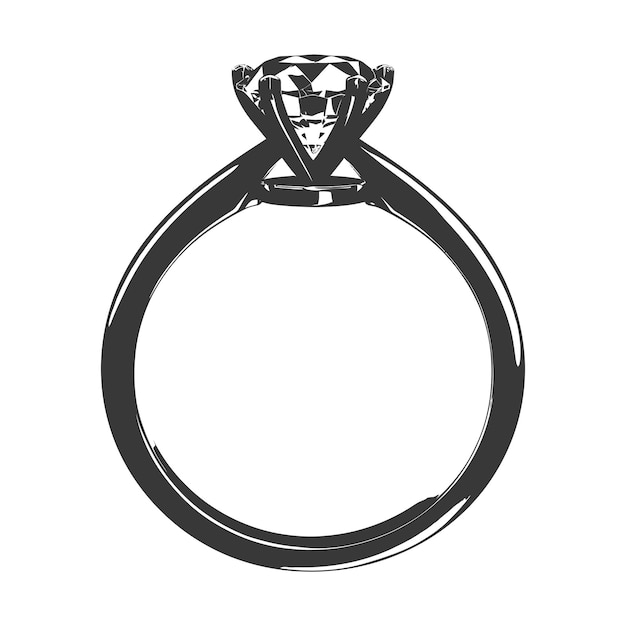 Vector silhouette diamond ring black color only full