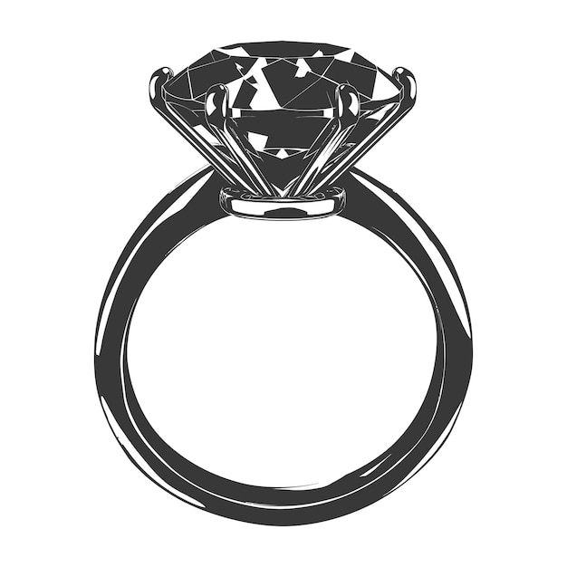 Vettore silhouette anello di diamante colore nero solo pieno