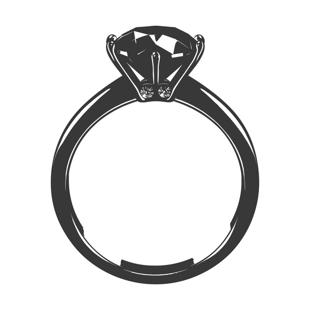 Vector silhouette diamond ring black color only full