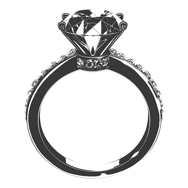 Vettore silhouette anello di diamante colore nero solo pieno