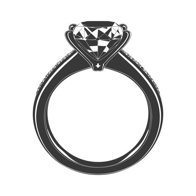 Вектор Силуэтный бриллиантовый кольцо черный цвет только полный