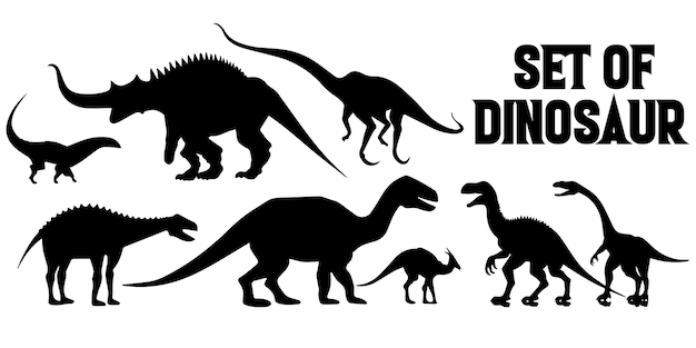 Silhouette dinosaur vector collection